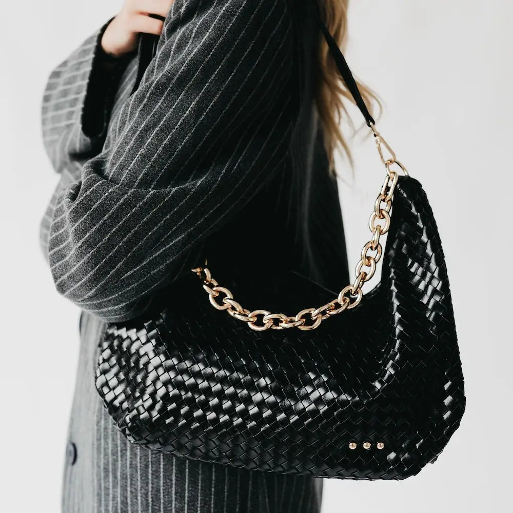 Pretty Simple | Sienna Slouchy Woven Shoulder Bag | Black | Vagabond | Apparel | Boutique
