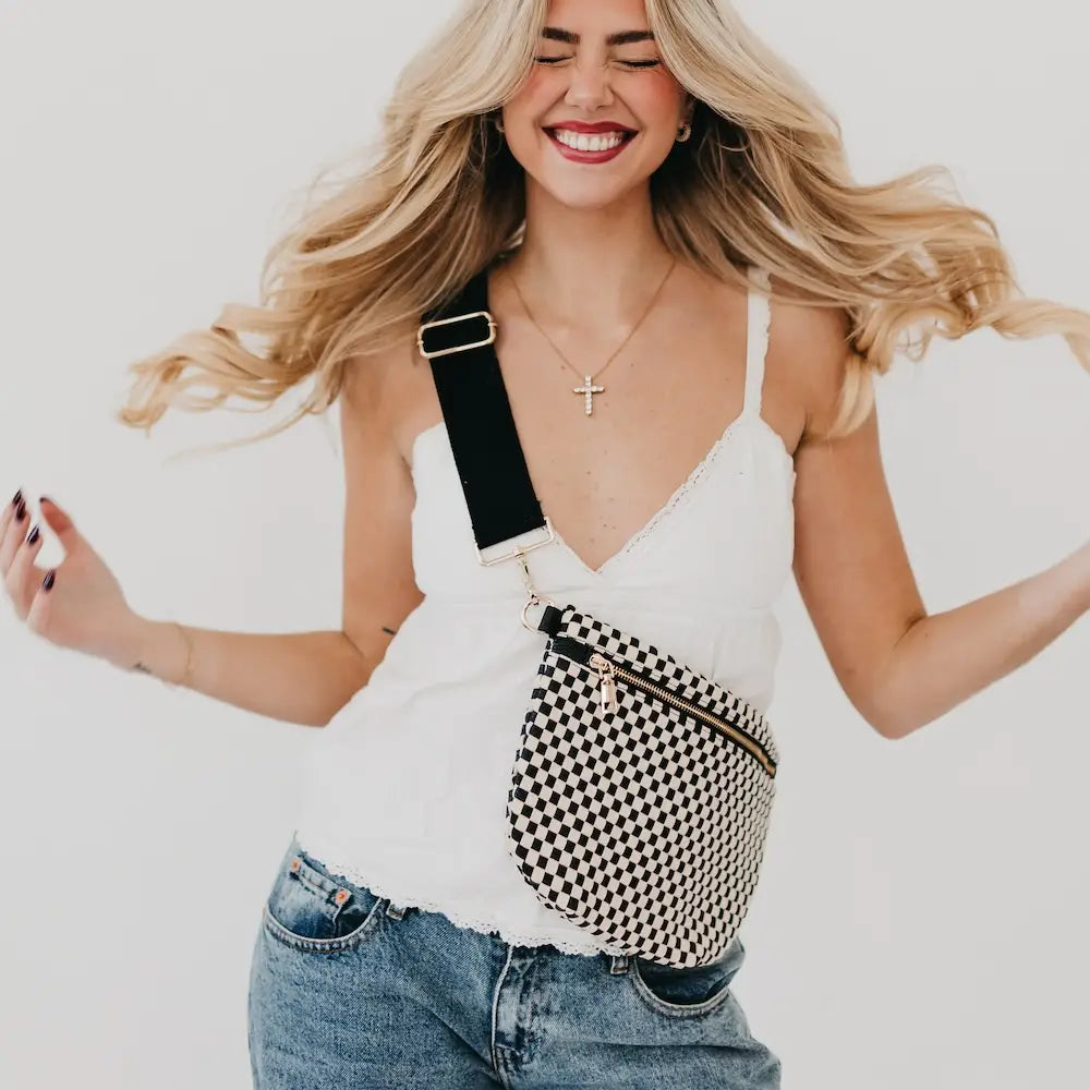 Pretty Simple | Westlyn Woven Bum Bag | Checkered Black | Vagabond | Apparel | Boutique