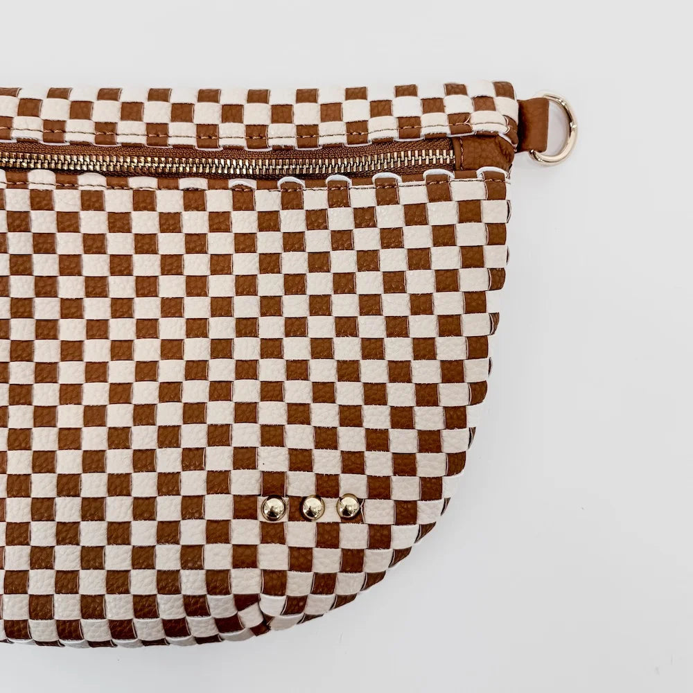 Pretty Simple | Westlyn Woven Bum Bag | Checkered Brown | Vagabond | Apparel | Boutique