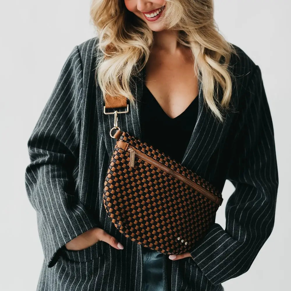 Pretty Simple | Westlyn Woven Bum Bag | Checkered Checkered Coffee | Vagabond | Apparel | Boutique