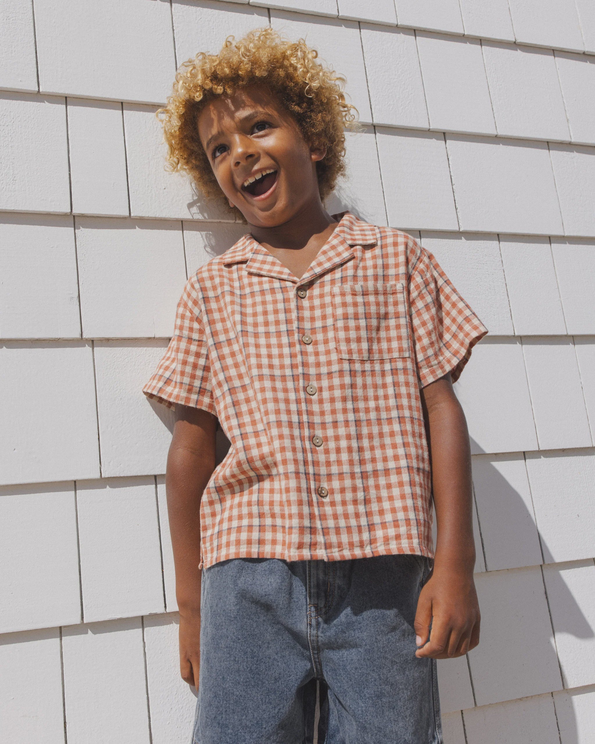 Rylee & Cru | Lapel Collar Shirt Poppy Gingham | Vagabond | Apparel | Boutique