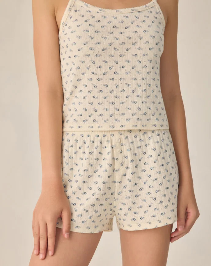 Rylee & Cru | Pointelle Lounge Set Blue Ditsy | Close | Vagabond | Apparel | Boutique