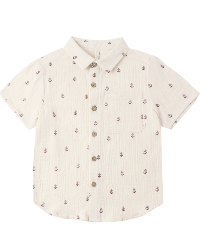 Rylee & Cru | Collared Short Sleeve Shirt Anchors | Vagabond | Apparel | Boutique