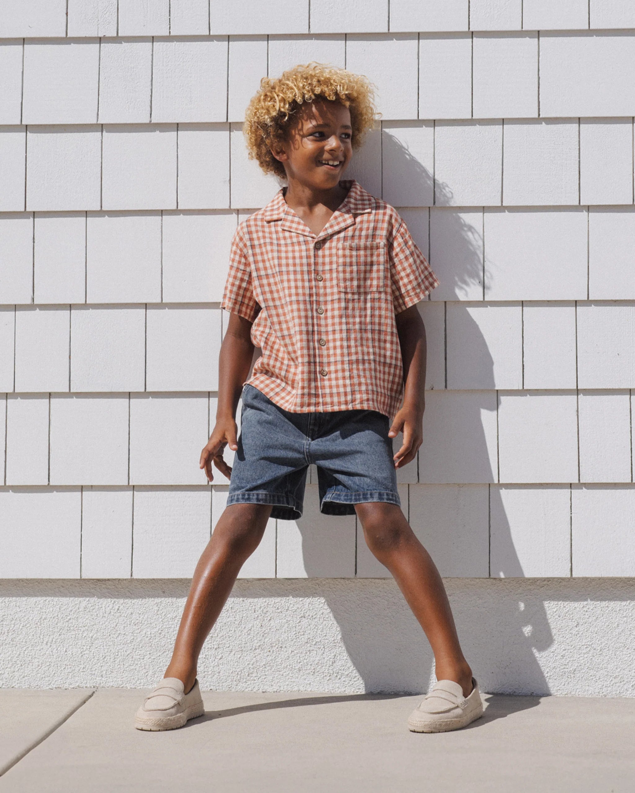 Rylee & Cru | Lapel Collar Shirt Poppy Gingham | Front | Vagabond | Apparel | Boutique