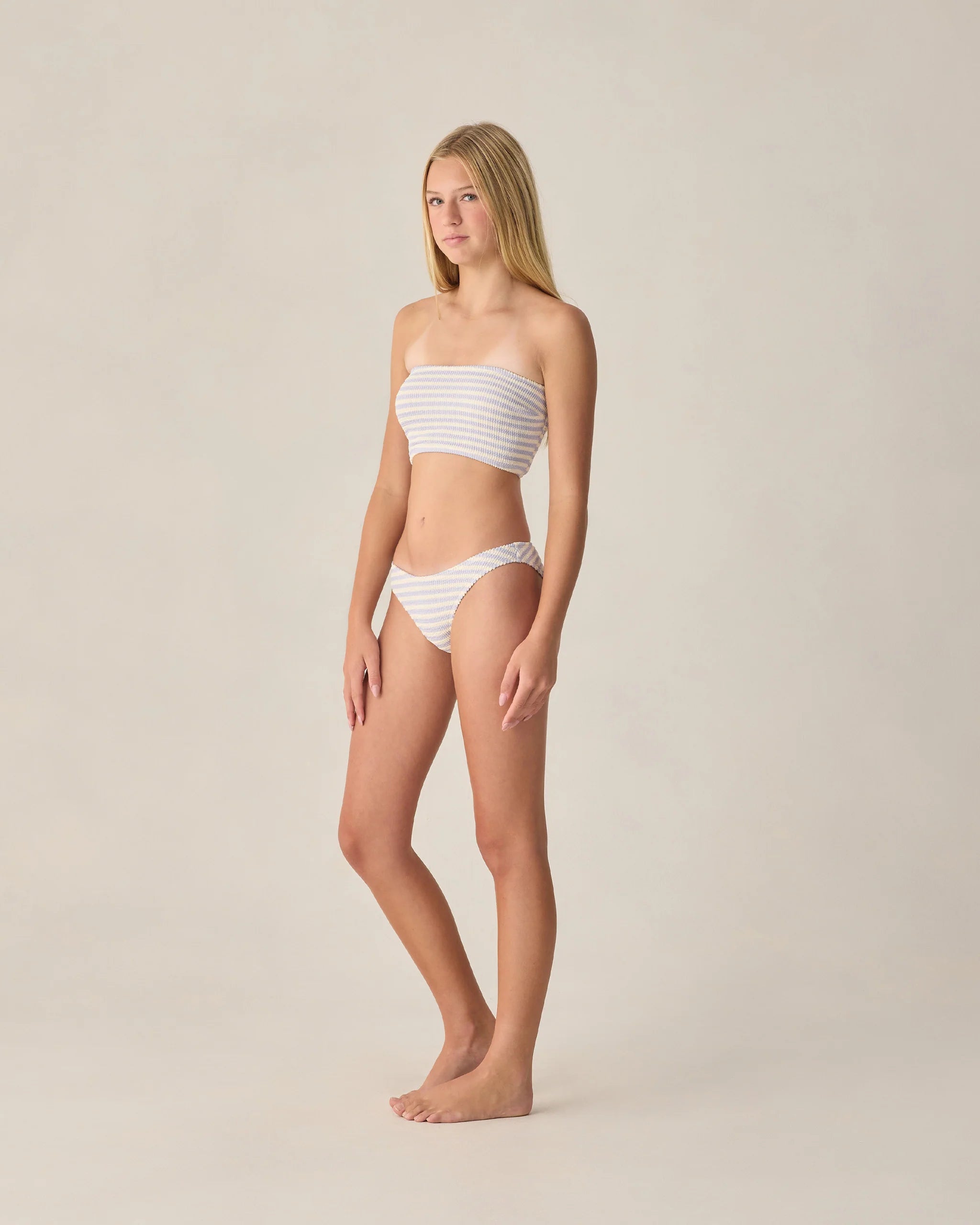 Rylee & Cru | Tube Top Bikini Periwinkle Stripe | Side | Vagabond | Apparel | Boutique