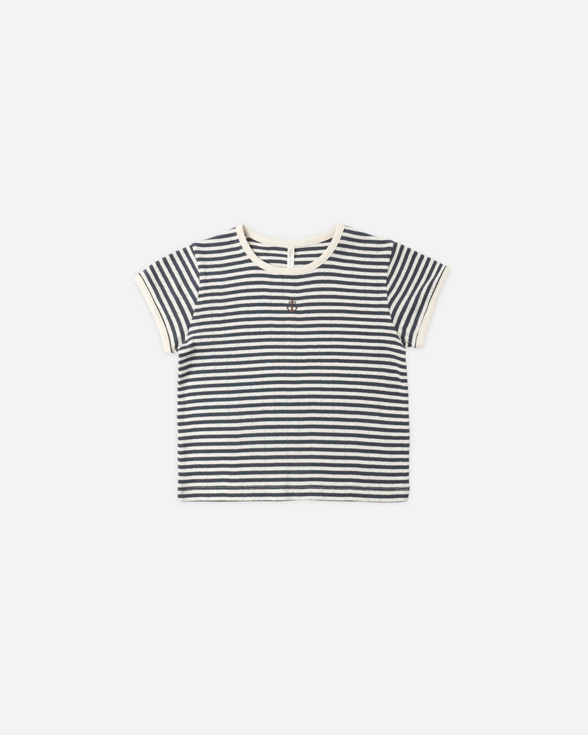 Rylee & Cru | Pointelle Tee Navy Stripe | Stock | Vagabond | Apparel | Boutique