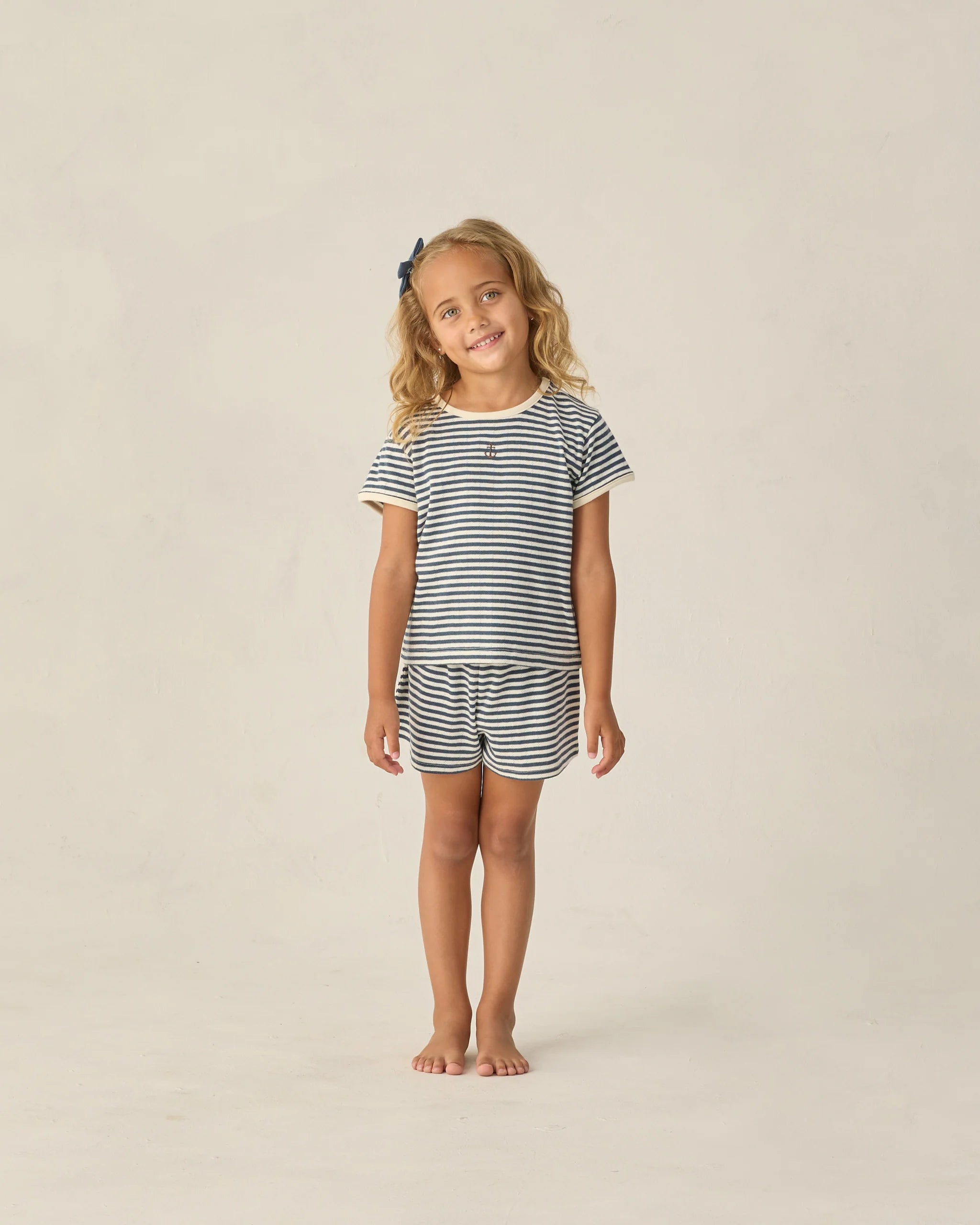 Rylee & Cru | Pointelle Tee Navy Stripe | Kids | Vagabond | Apparel | Boutique