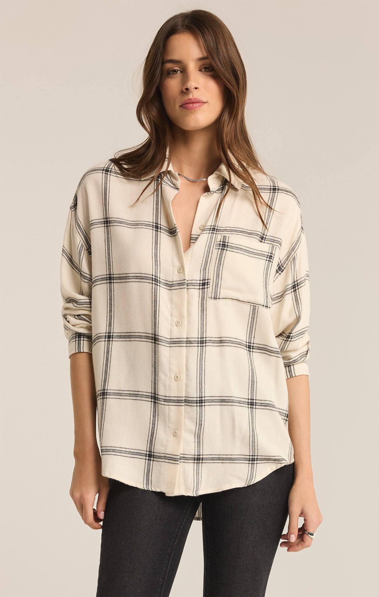 Z Supply River Plaid Button Up Sea Salt | Vagabond Apparel Boutique