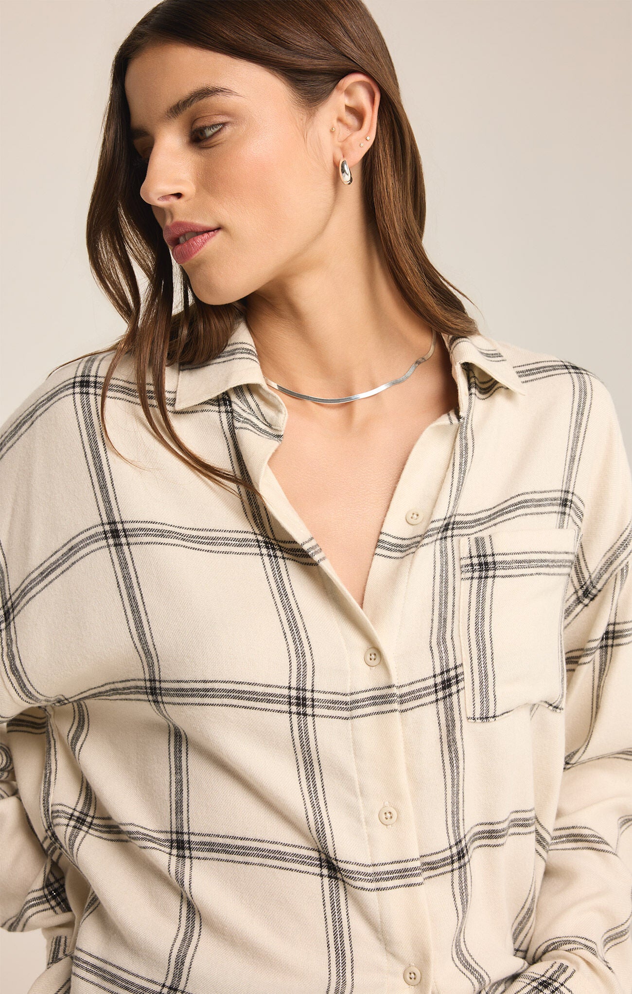 Z Supply River Plaid Button Up Sea Salt | Vagabond Apparel Boutique