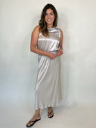 Rose and Crown Satin Tank Silver Birch | Vagabond Apparel Boutique