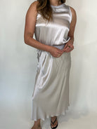 Rose and Crown Satin Tank Silver Birch | Vagabond Apparel Boutique