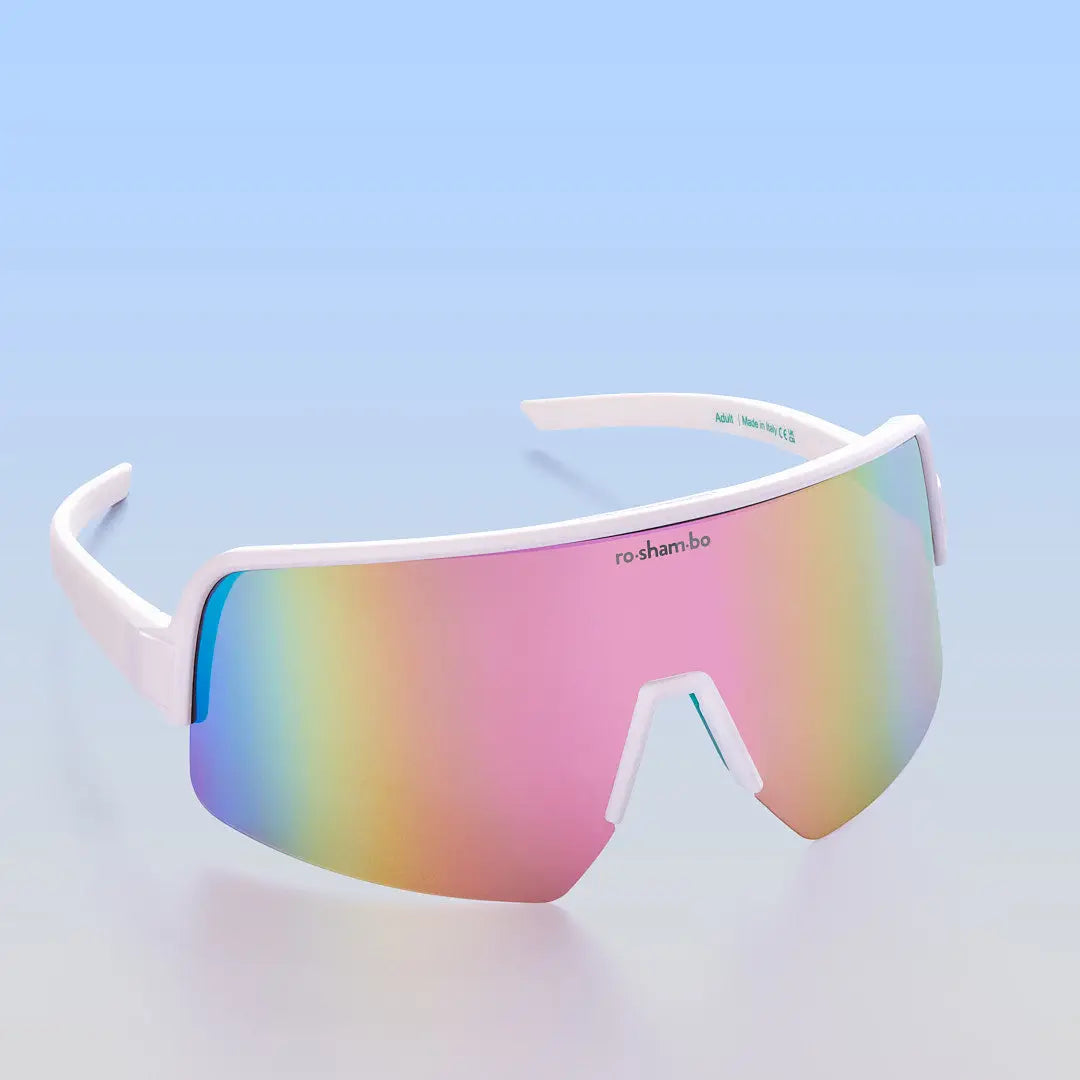 Roshambo | Polarized Wrap Around Sunnies | White Rainbow | Vagabond | Apparel | Boutique