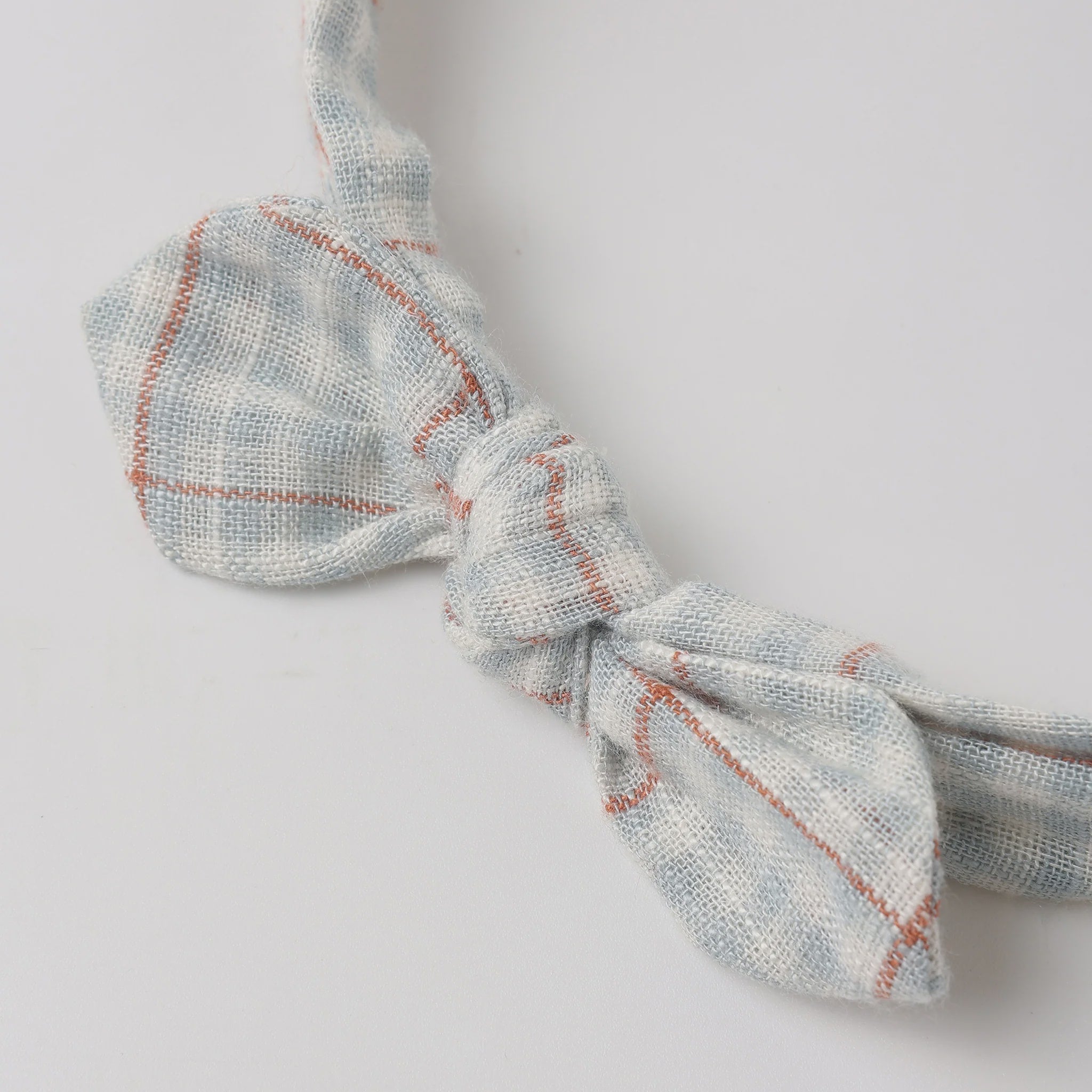 Rylee & Cru | Baby Bow Headband Light Blue Plaid | Close | Vagabond | Apparel | Boutique
