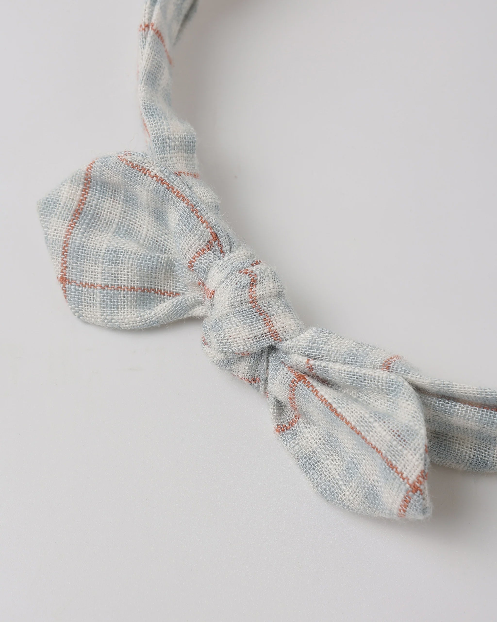 Rylee & Cru | Baby Bow Headband Light Blue Plaid | Close | Vagabond | Apparel | Boutique