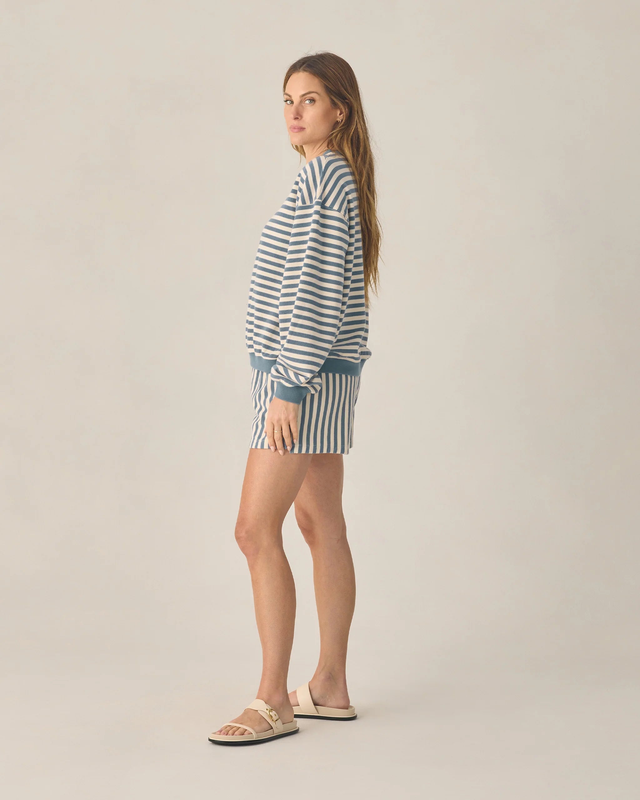 Rylee & Cru Women | Oversized Crew & Short Set | Side | Vagabond | Apparel | Boutique