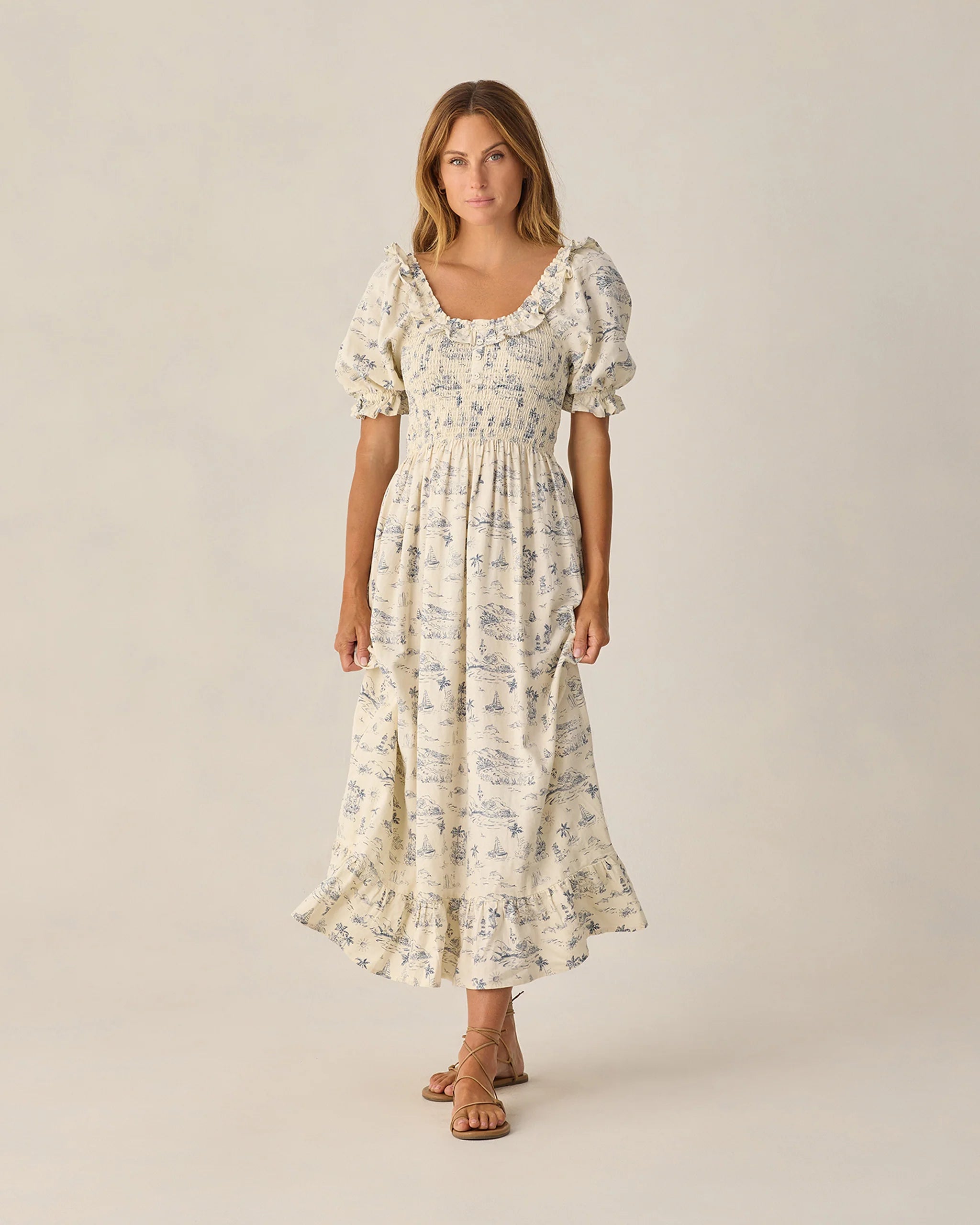 Rylee & Cru| Women | Lexi Dress Ocean Toile | Vagabond | Apparel | Boutique