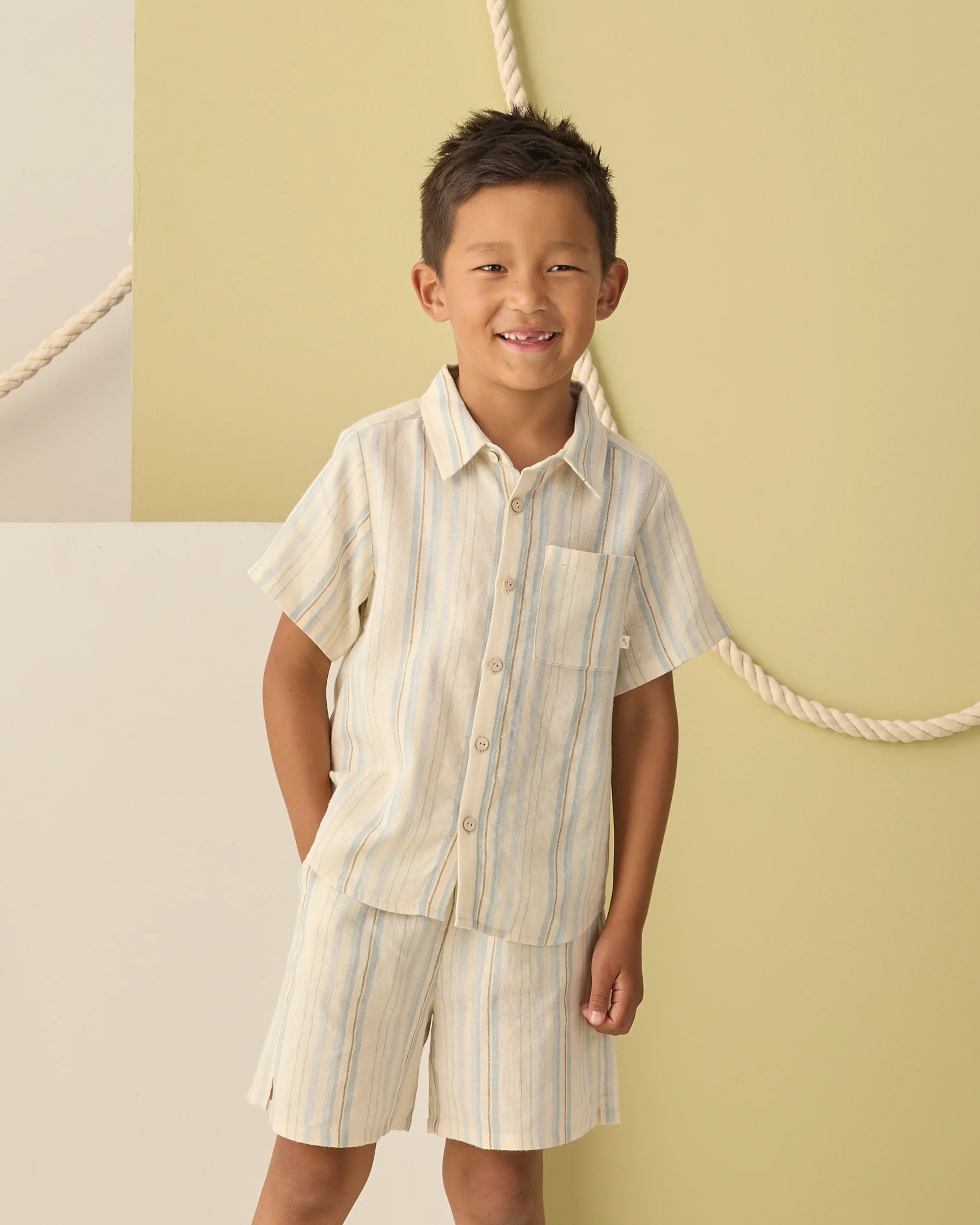 Rylee & Cru | Collared Short Sleeve Shirt Sea Stripe | Vagabond | Apparel | Boutique