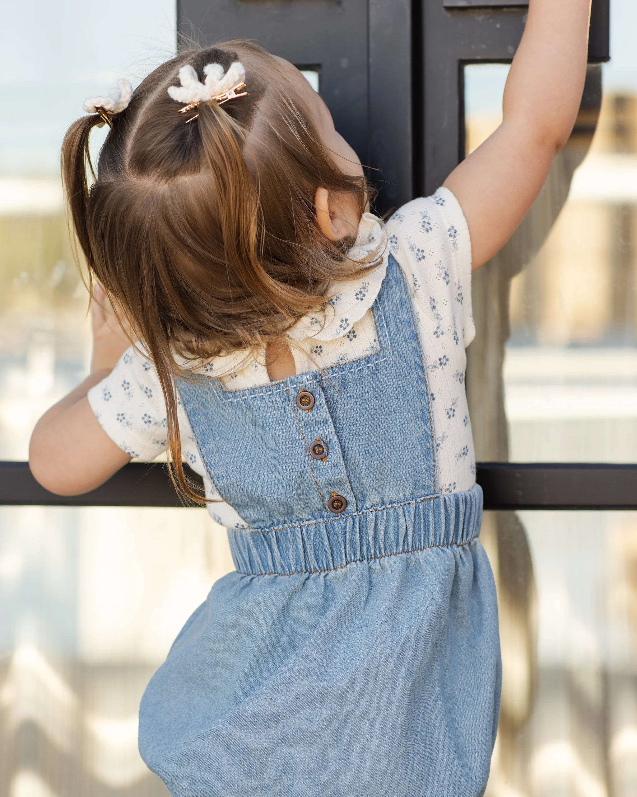 Rylee & Cru | Denim Romper | Washed Blue | Back | Vagabond | Apparel | Boutique