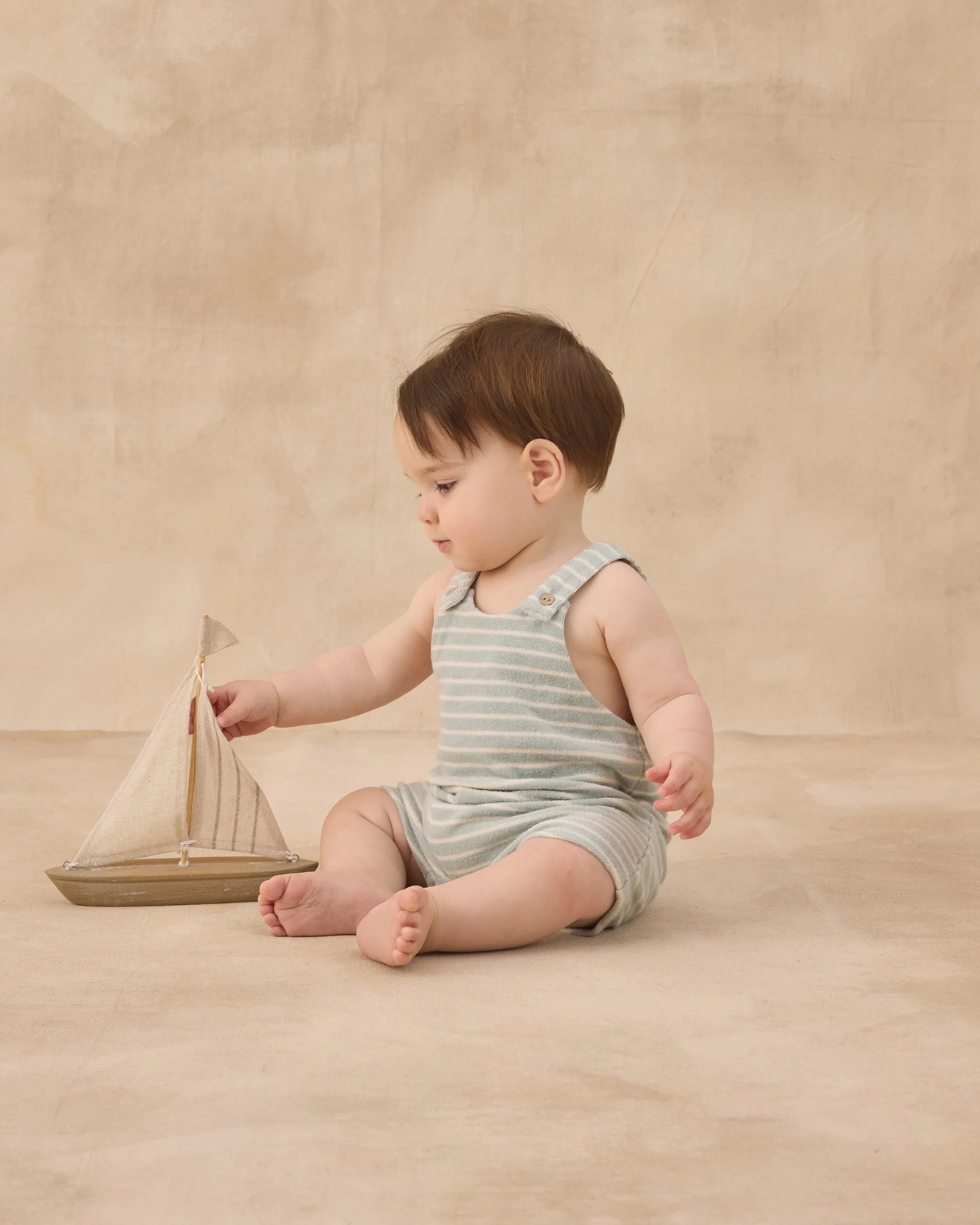 Rylee & Cru | Gio Romper Seafoam Terry Stripe | Side | Vagabond | Apparel | Boutique