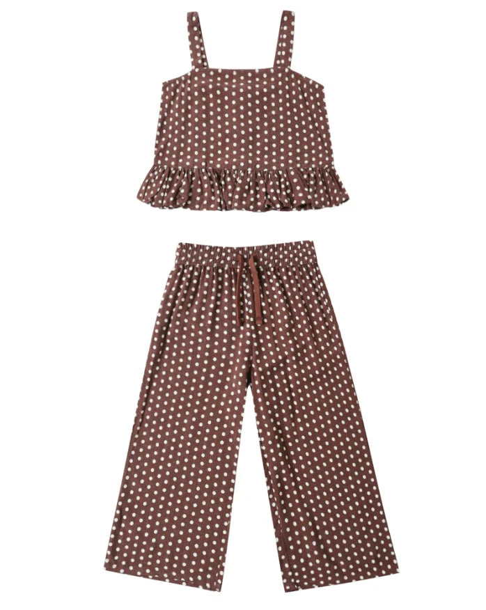Rylee & Cru| Kayli Set Chocolate Polka Dot | Front | Vagabond | Apparel | Boutique
