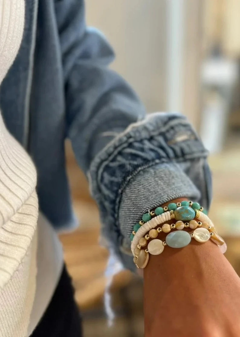 Silver Girl Multi Stone Bracelet Vagabond Apparel Boutique