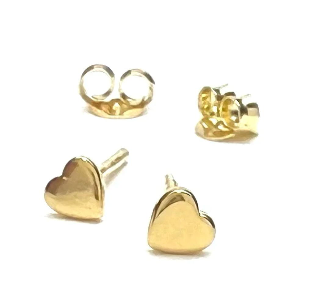 Silver Girl Tiny Heart Post Gold | Vagabond Apparel Boutique