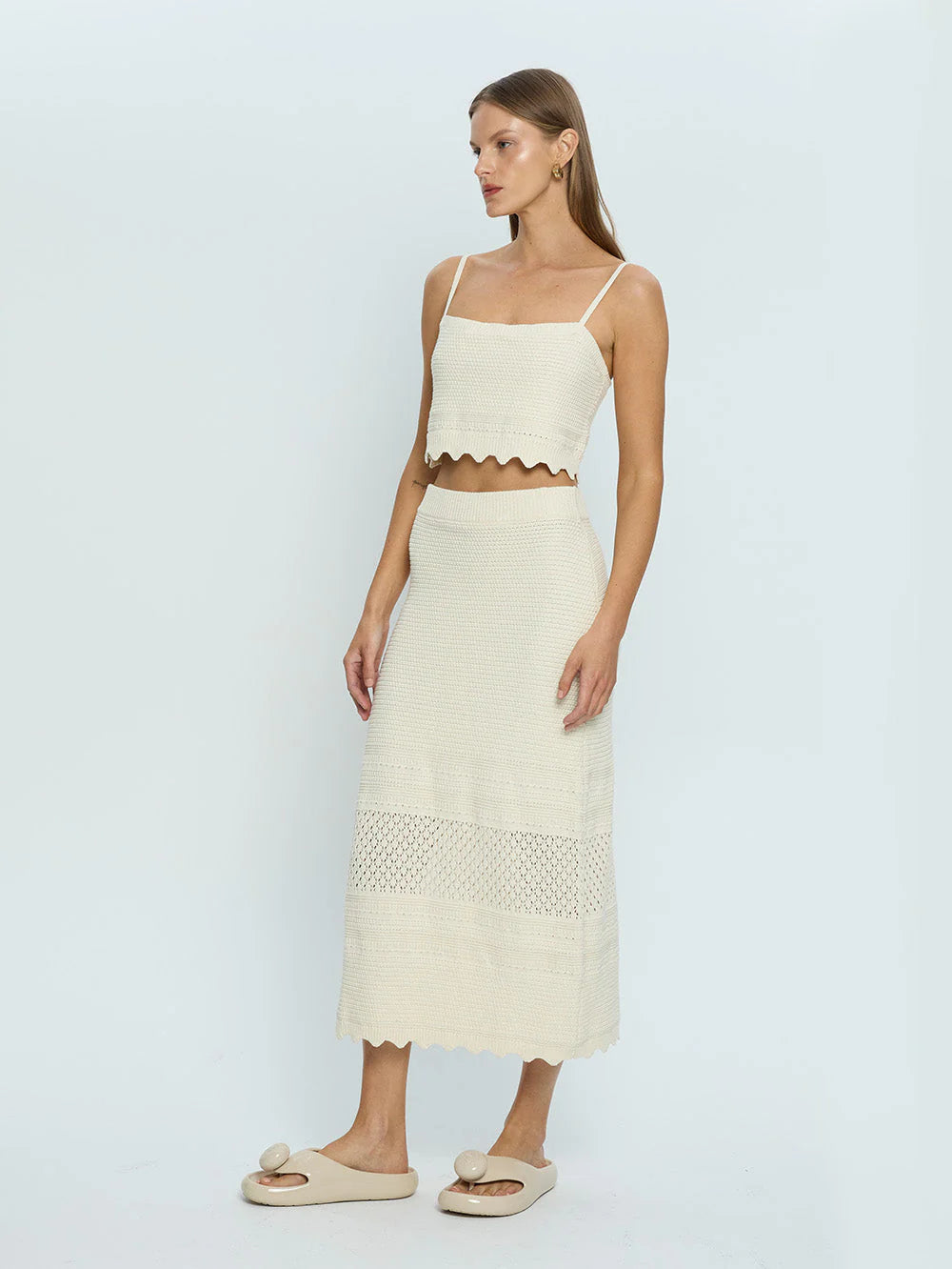 Kivari Sabela Knit Skirt Cream | Vagabond Apparel Boutique