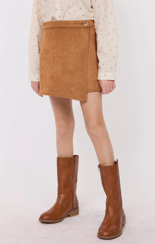 Sadie & Sage | Risk Taker Wrap Over Faux Suede Skirt | Side | Vagabond | Apparel | Boutique
