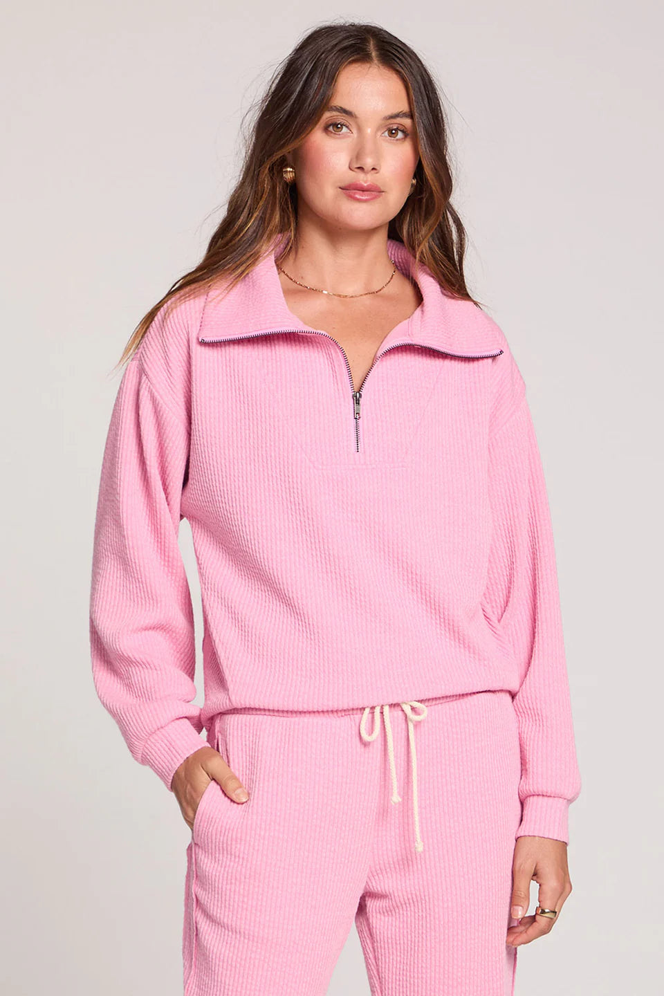 Saltwater Luxe | Half Zip Seam Pullover | Petunia | Front | Vagabond | Apparel | Boutique