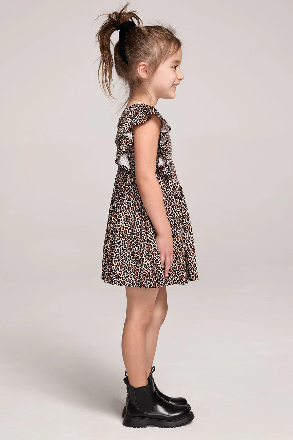 Saltwater Luxe | Kid | Mirabelle Mini Dress Leopard | Side | Vagabond | Apparel | Boutique