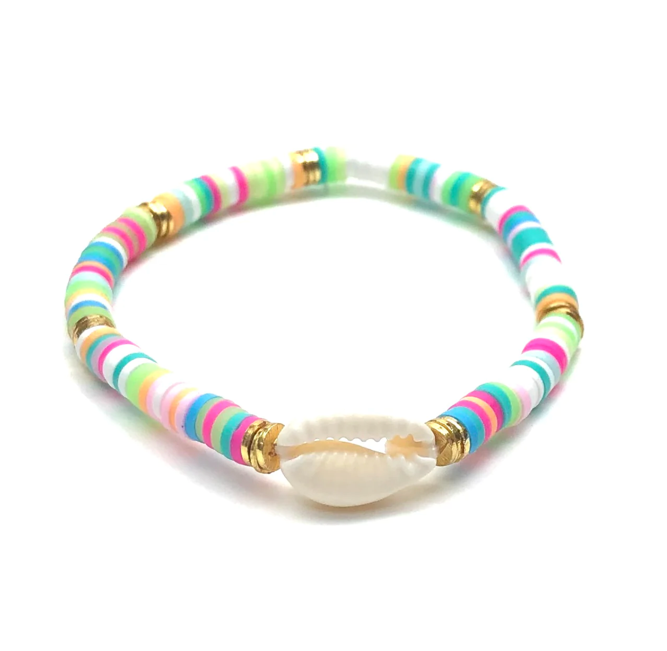 Silver Girl Mini Cowrie Heishi Bracelet