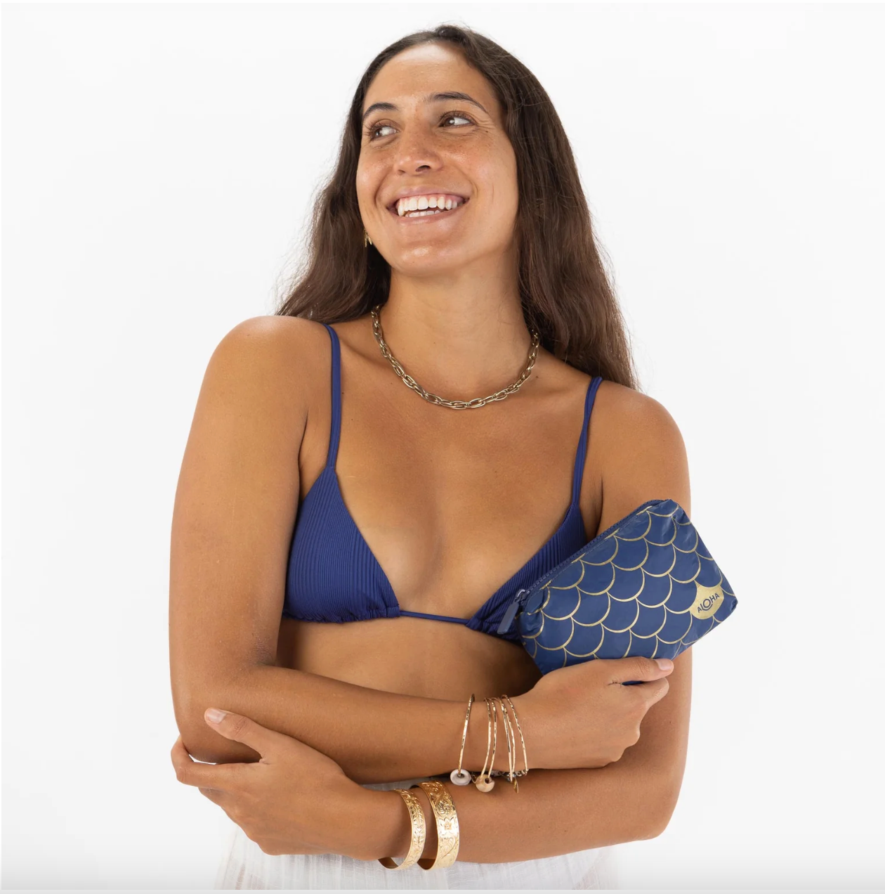 Aloha Mini Mermaid Pouch Gold/Navy