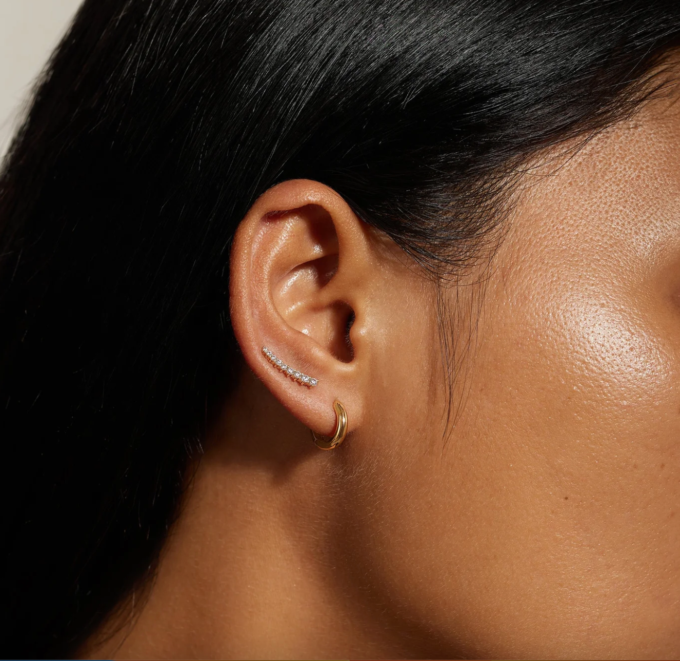 Eklexic CZ Bar Ear Crawl 14K Gold Vermeil