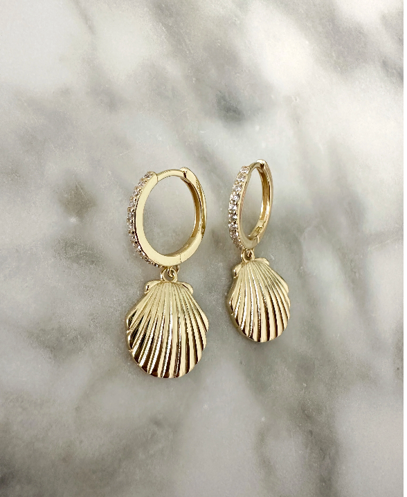 Alexandra Gioia Seashell Huggie Earrings