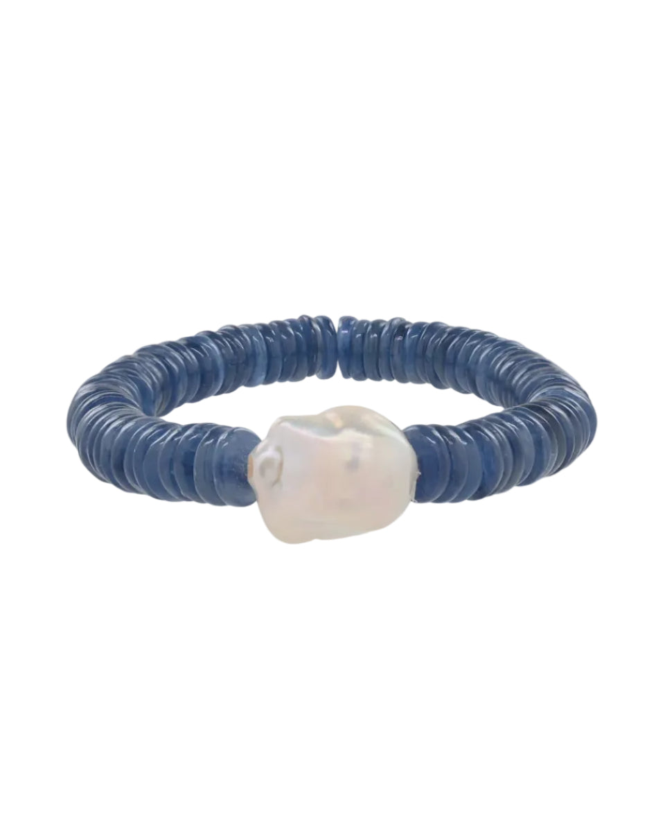 Sea Lustre | Kyanite & Baroque Pearl Stretch Bracelet | Vagabond | Apparel | Boutique