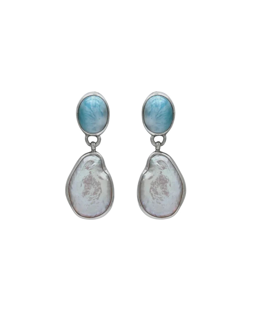 Sea Lustre | Larimar & Baroque Pearl Drops | Vagabond | Apparel | Boutique