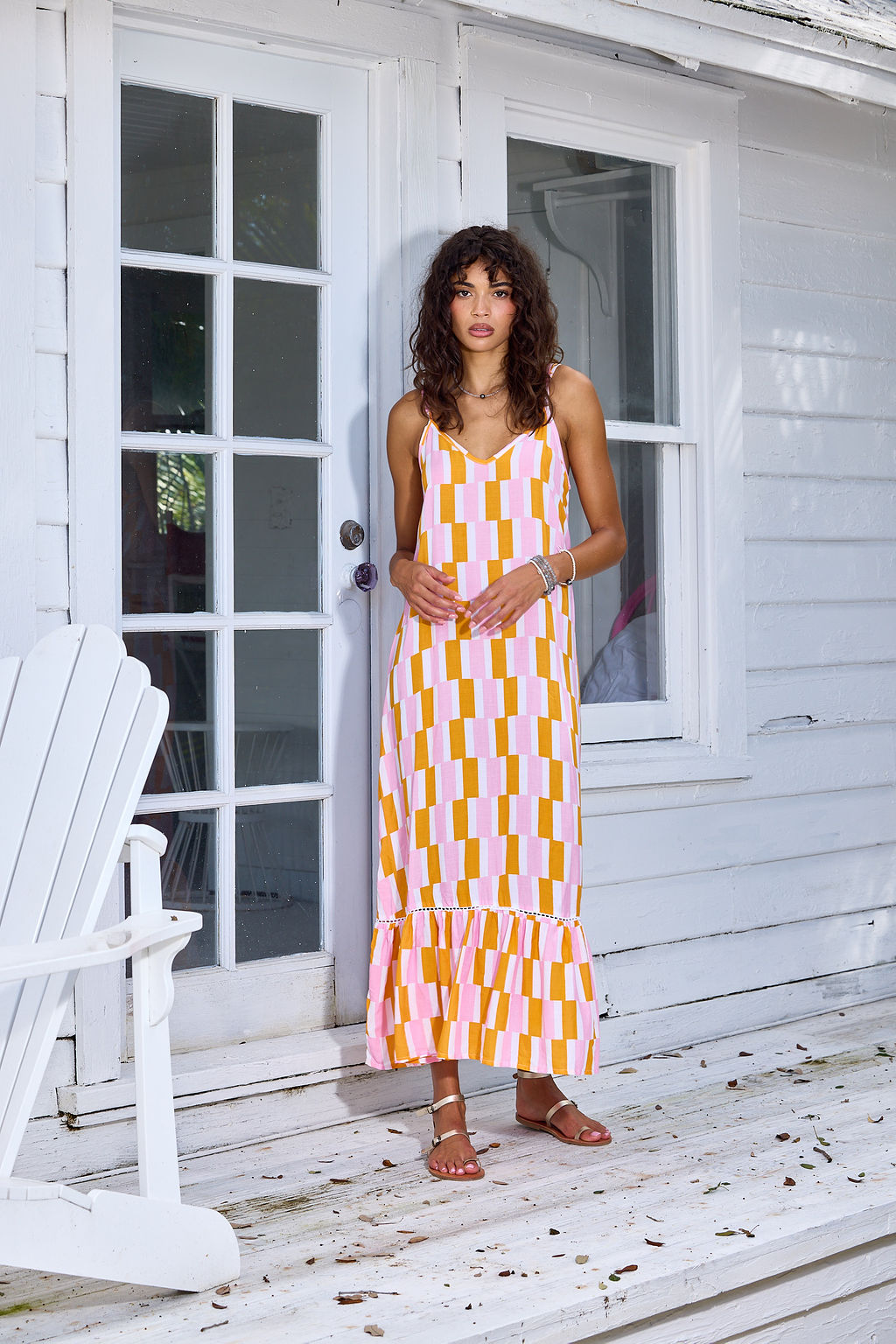 Sea Lustre | Day Tripper Slip Dress | Guava | Model | Front | Vagabond | Apparel | Boutique