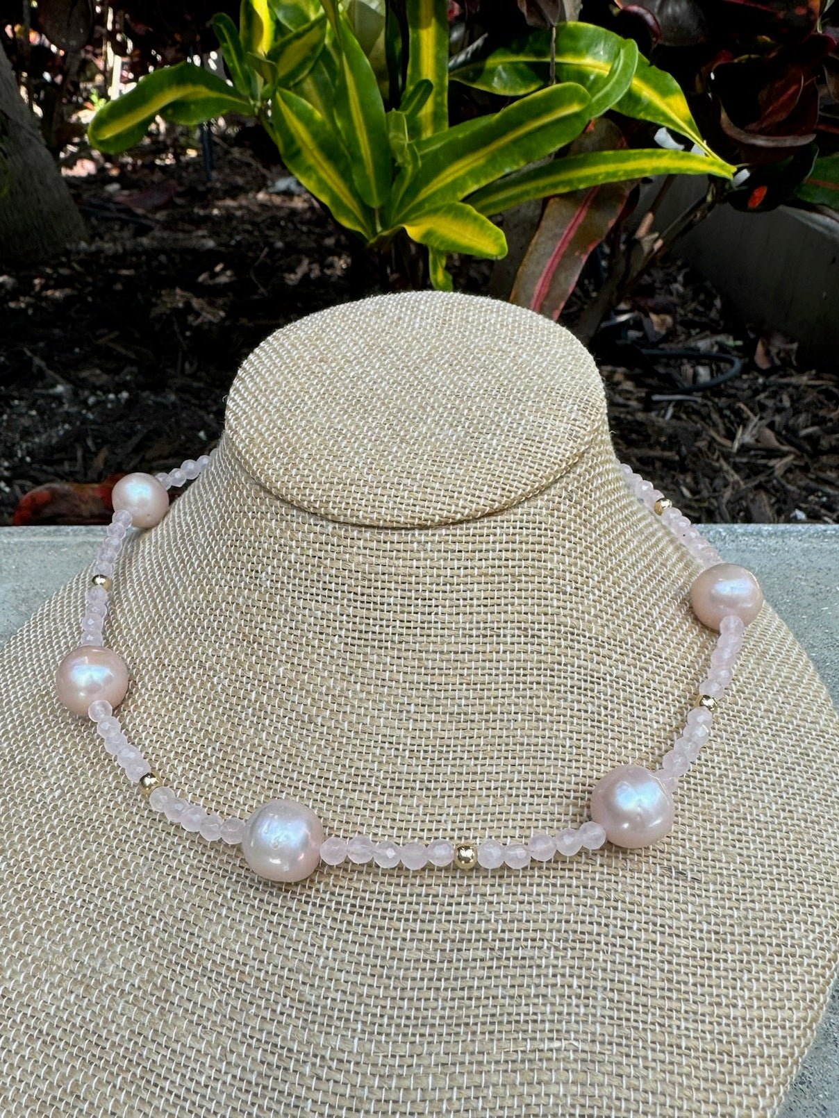 Sea Lustre 5 Pearl Rose Quartz Necklace | Vagabond Apparel Boutique