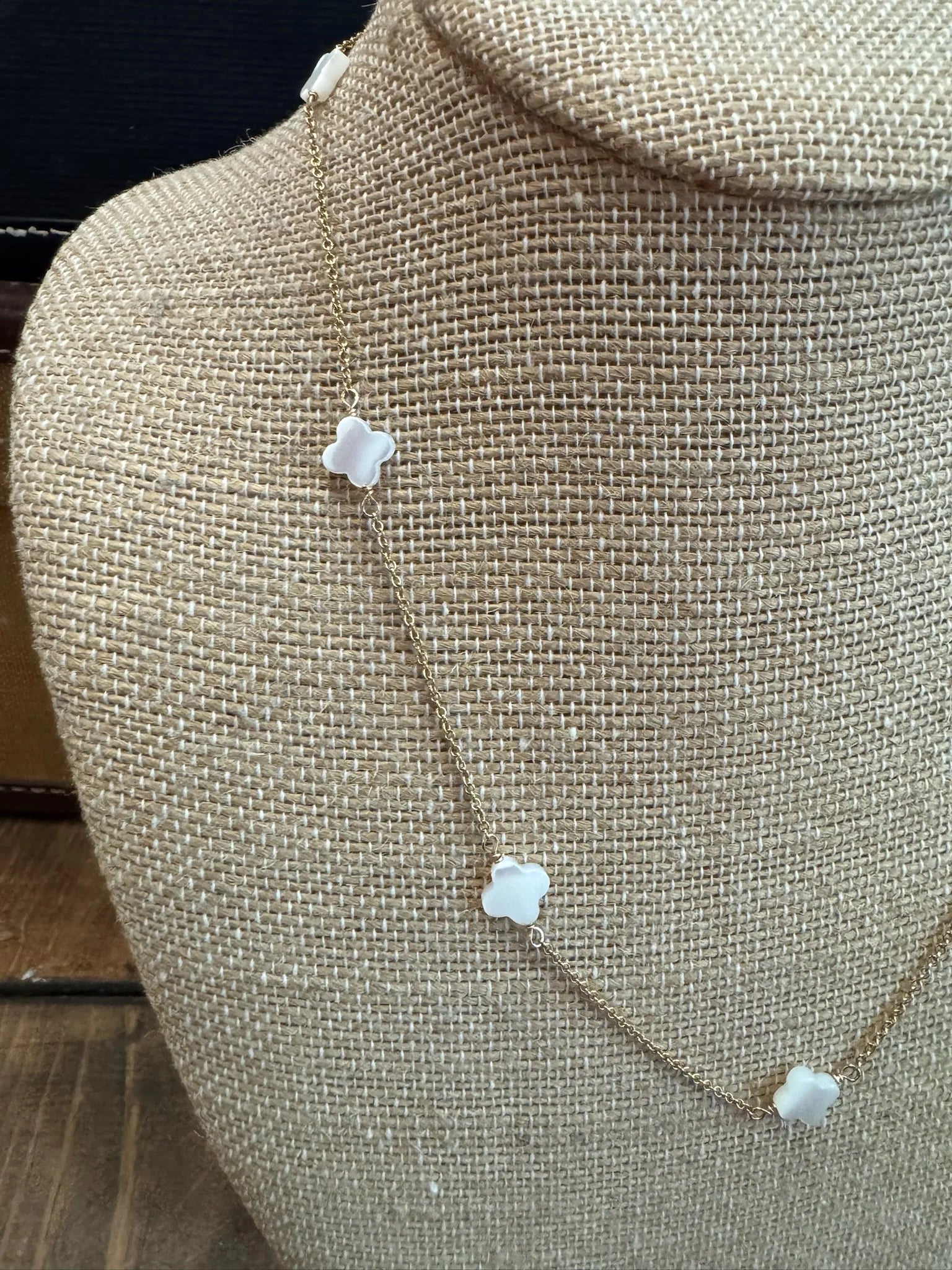 Silver Girl | MOP Tin Cup Quatrafoil Necklace | Close | Vagabond | Apparel | Boutique