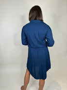 Skemo Solid Short Shirt Dress Navy | Vagabond Apparel Boutique