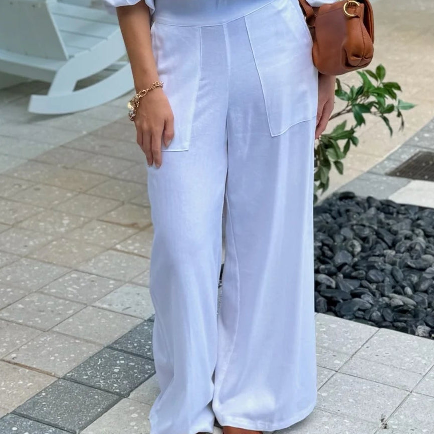 Sole | Nicole | No | Tie | Pant | White | Stock | Vagabond | Apparel | Boutique