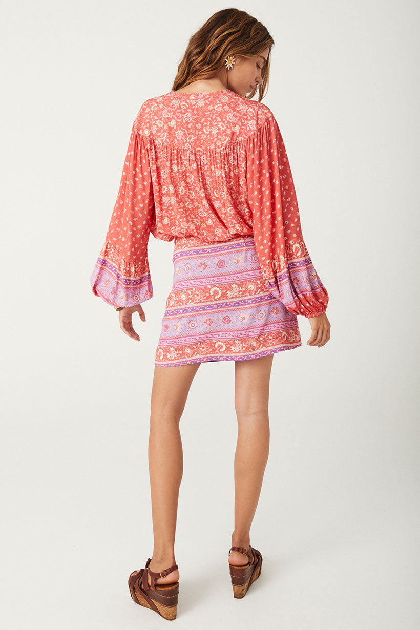 Spell Sunshine Bandit Wrap Mini Skirt Cayenne | Vagabond Apparel Boutique