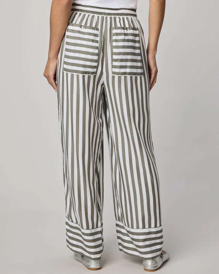 Splendid | Ella Stripe Pant | Olive | Full Back | Vagabond | Apparel | Boutique