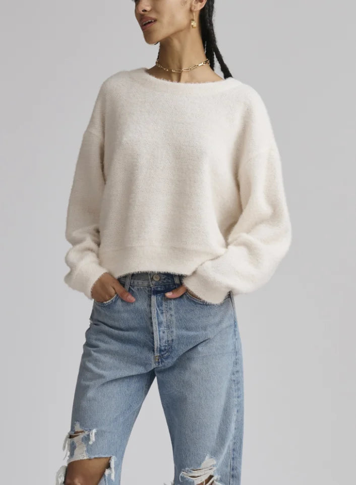 Splendid | Fallon Fuzzy Crewneck | White | Vagabond | Apparel | Boutique