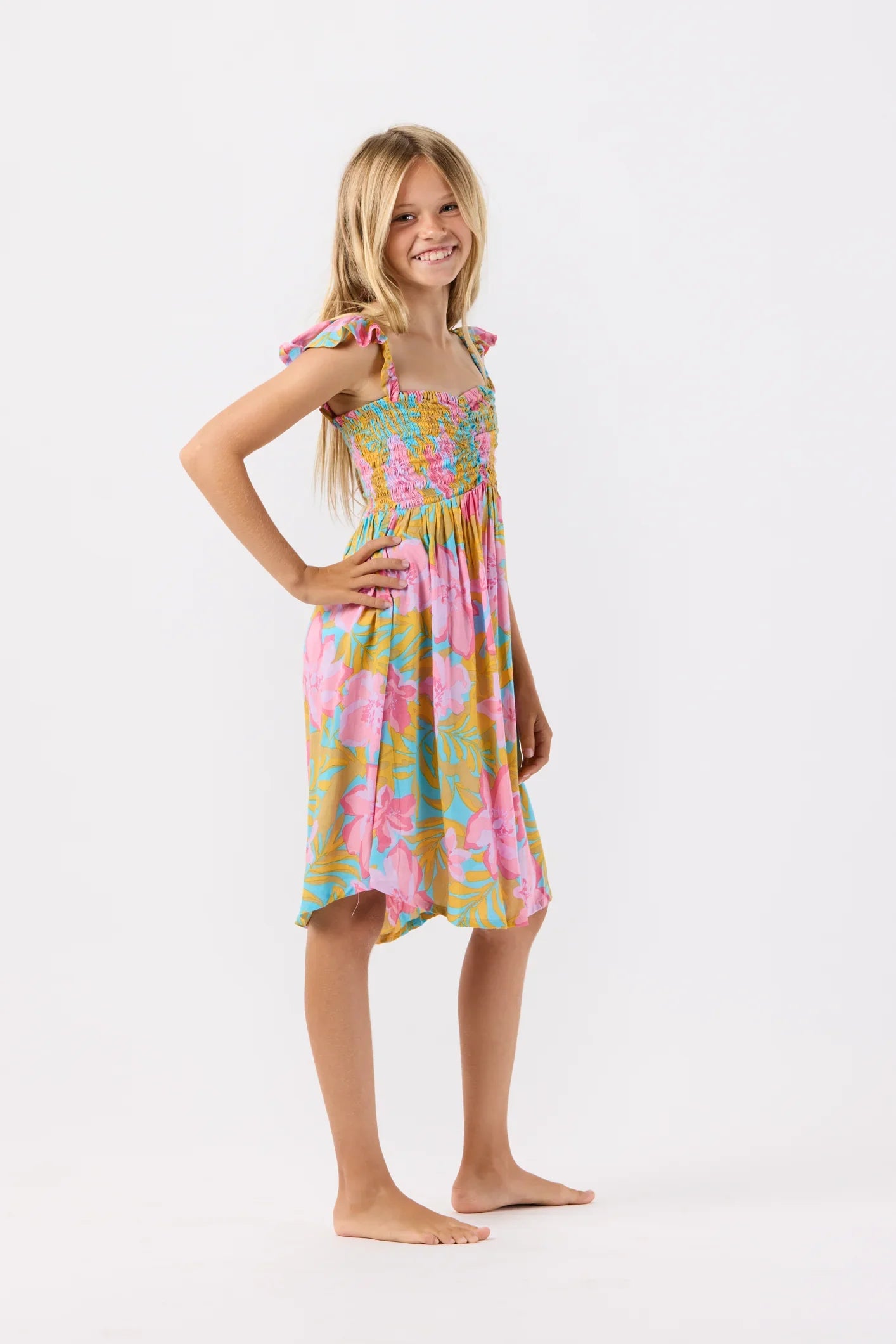 Tiare Hawaii Kid | Hollie Dress | Honduras Turquoise | Side | Vagabond | Apparel | Boutique