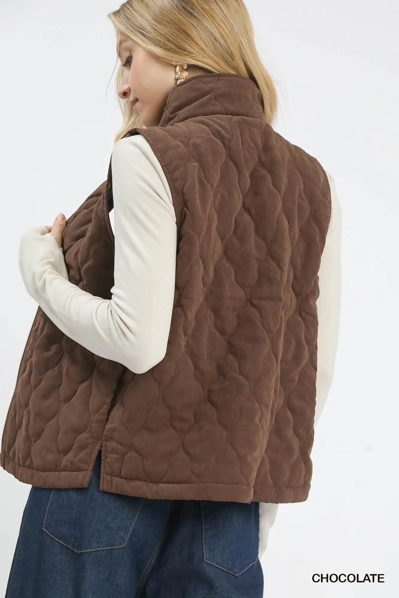 Umgee | Quilted Zip Up Vest | Chocolate | Vagabond | Apparel | Boutique