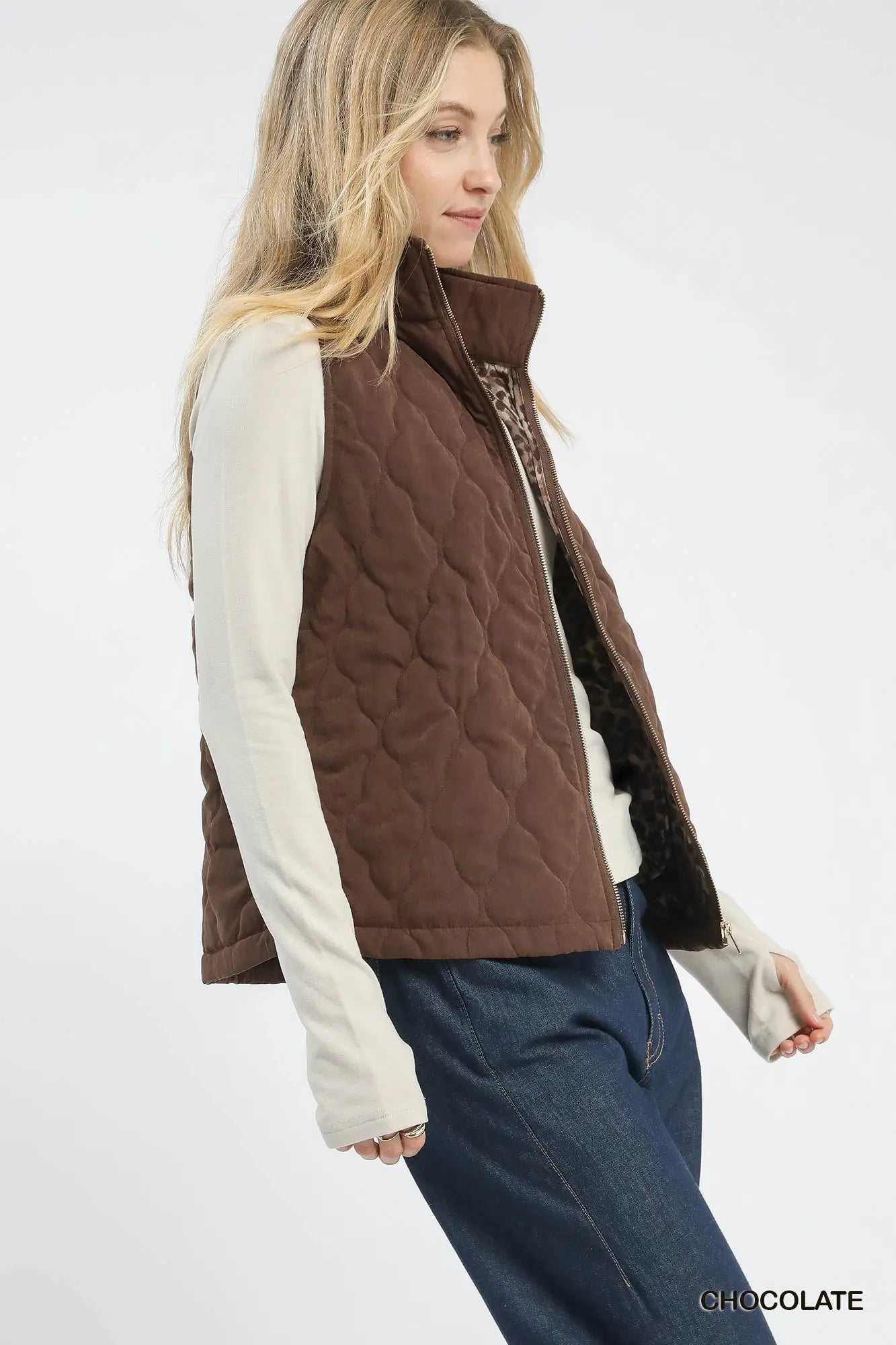 Umgee | Quilted Zip Up Vest | Side | Vagabond | Apparel | Boutique