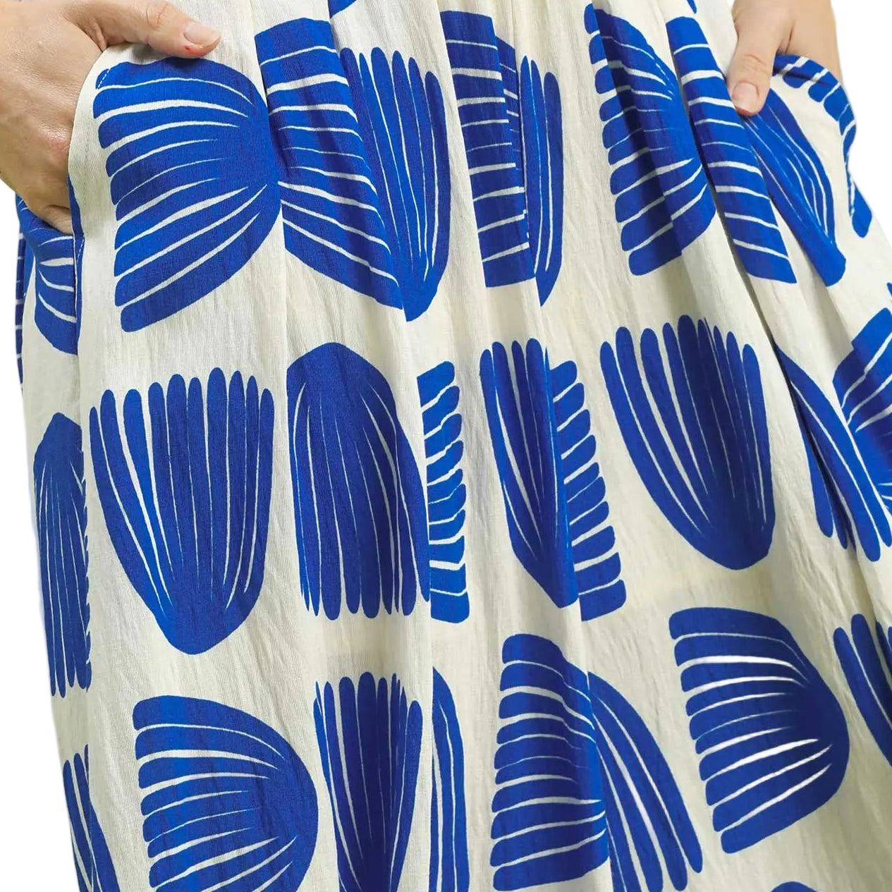 Umgee | Shell Block Print Wide Leg Pant | Cerulean | Close | Vagabond | Apparel | Boutique