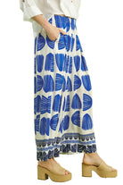 Umgee | Shell Block Print Wide Leg Pant | Cerulean | Side | Vagabond | Apparel | Boutique