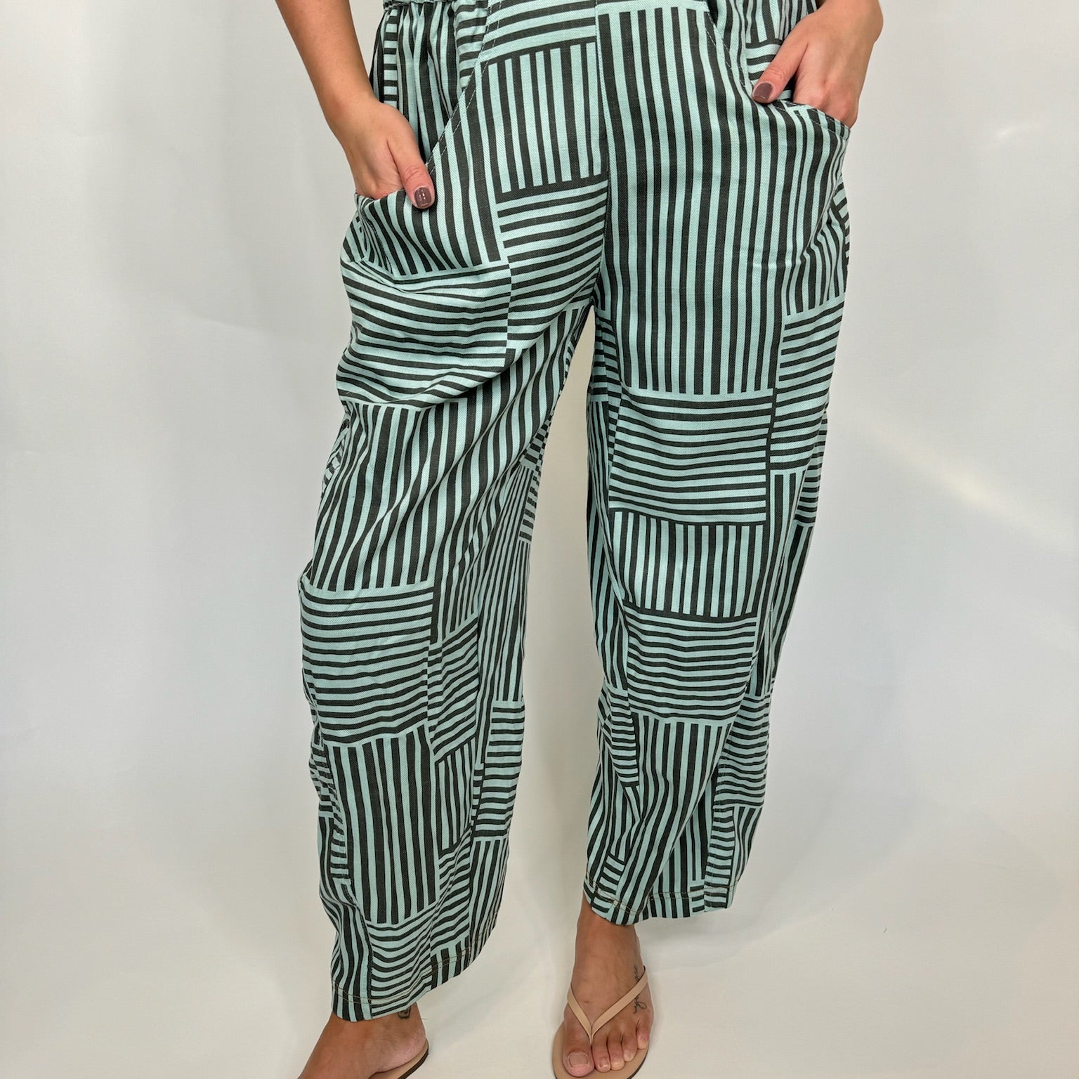 Umgee Striped Baggy Fit Pants | Vagabond Apparel Boutique